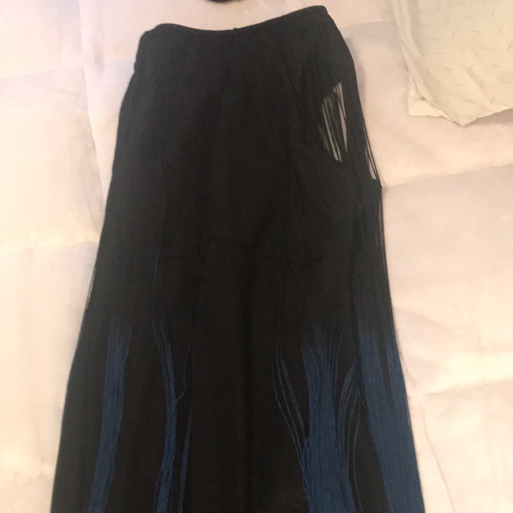 Black cocktail dress with fringe detail